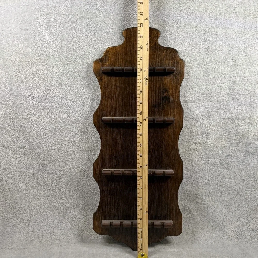 Vintage Wooden Wall Mount Spoon Display Rack 4 Tier Holds 24 Spoons Carved